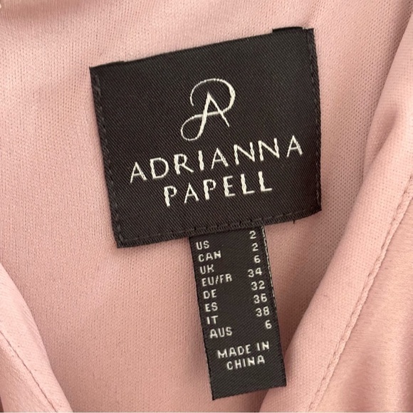 Adrianna Papell Satin Crepe Ruffle Front Long Gown In Steel Rose - Picture 7 of 9